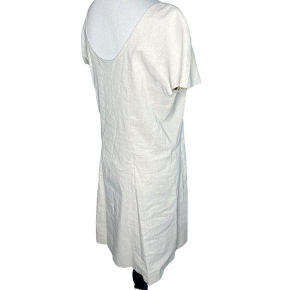 Theory Linen Blend Jamelya Gray Short Sleeve Winslow Crepe Dress Sz 10 - Picture 6 of 9